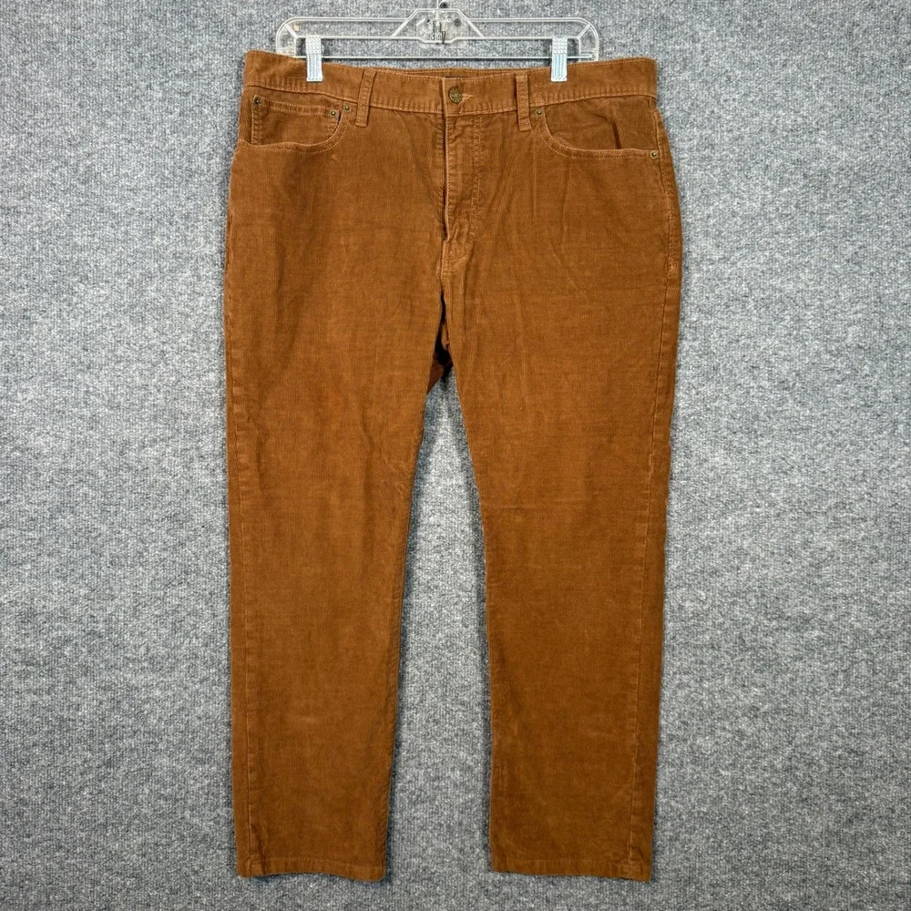 J. Crew‎ Corduroy Pants Mens 35x28 Burnt Orange Slim Flex Straight Leg Casual